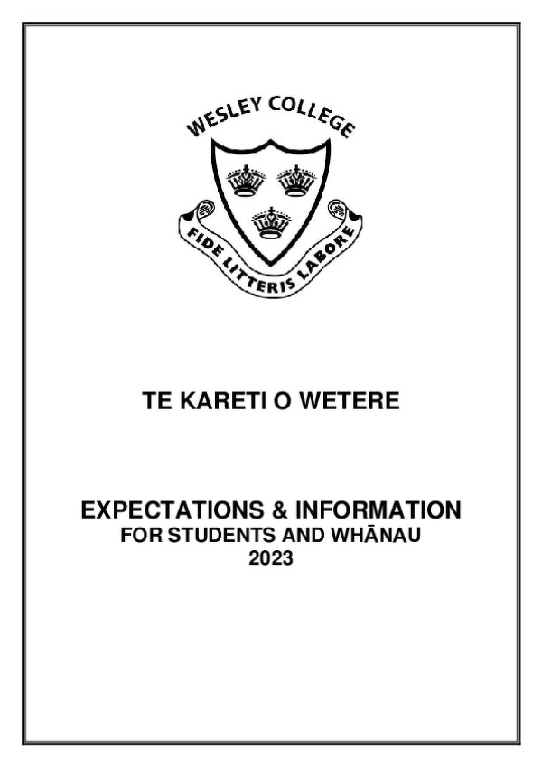 Wesley College Student Expectations And Information Booklet 2023