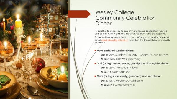 Wesley College Dinner Invite
