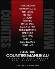 Counties Manukau Rugby U18 Development Days and U16 Talent Identification Programme.